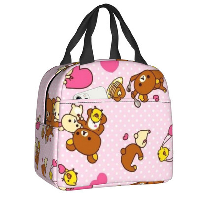 Rilakkuma φορητό κουτί γεύματος Γυναικείο στεγανό Korilakkuma And kiiroitori Weraing Masks Cooler Thermal Food Insolated Lunch Bag