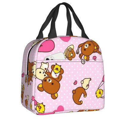 Rilakkuma φορητό κουτί γεύματος Γυναικείο στεγανό Korilakkuma And kiiroitori Weraing Masks Cooler Thermal Food Insolated Lunch Bag