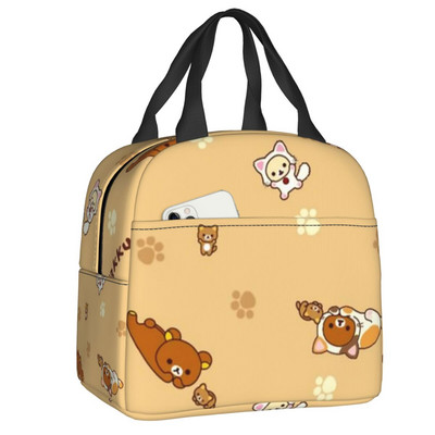 Rilakkuma φορητό κουτί γεύματος Γυναικείο στεγανό Korilakkuma And kiiroitori Weraing Masks Cooler Thermal Food Insolated Lunch Bag