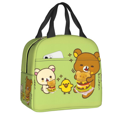 Rilakkuma φορητό κουτί γεύματος Γυναικείο στεγανό Korilakkuma And kiiroitori Weraing Masks Cooler Thermal Food Insolated Lunch Bag