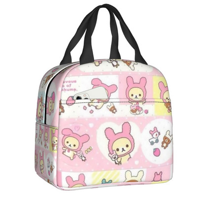 Rilakkuma φορητό κουτί γεύματος Γυναικείο στεγανό Korilakkuma And kiiroitori Weraing Masks Cooler Thermal Food Insolated Lunch Bag