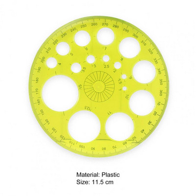 Puikus piešimo apvalus šablonas geometrijos matavimo liniuotė Plastikinė raštinės liniuotė Tvirtas statybinis mokyklinis reikmenys