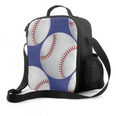 Plava bejzbol kutija za ručak, izolirana torba za obrok, sportska lopta s crvenim šavovima, torba za ručak, posuda za hranu za dječake, djevojčice, školska putovanja