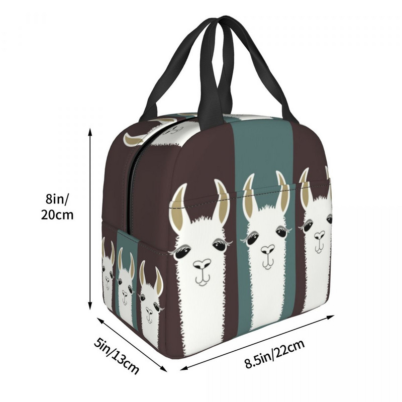 Slatke lama trojke izolirane torbe za ručak za žene alpaka prijenosni hladnjak termalna bento kutija djeca školarci