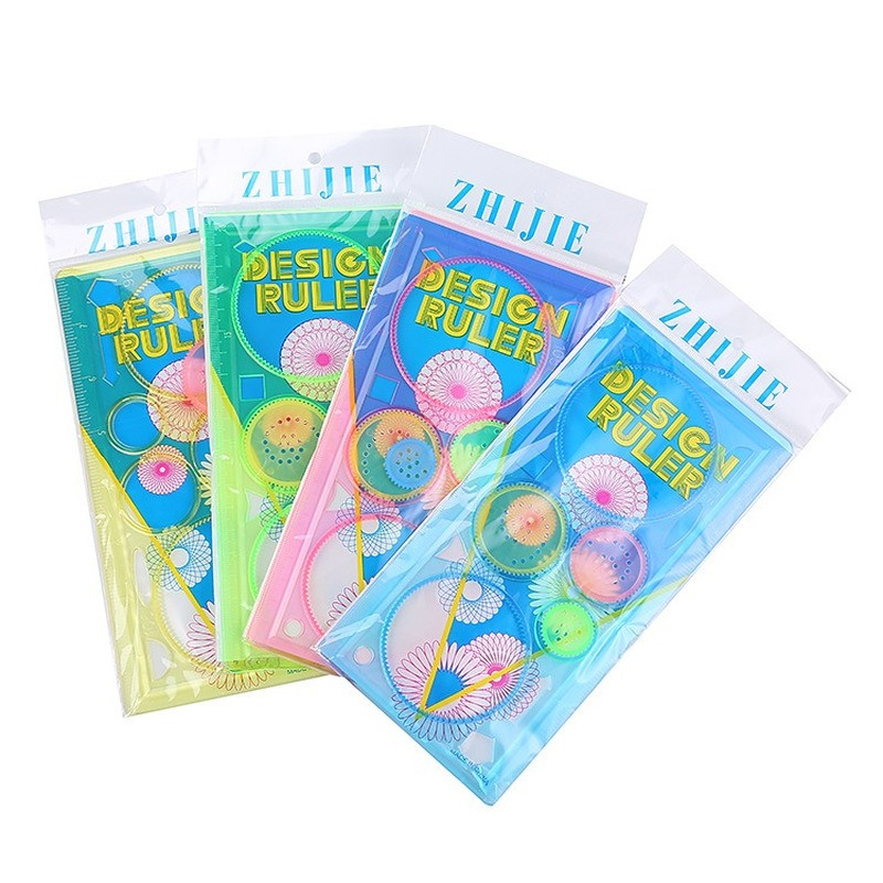 Varietate de riglă Wanhua Set de riglă magică Șablon de desen în spirală geometrie Copie de mână universală Șablon de pictură pentru pictură de ziar
