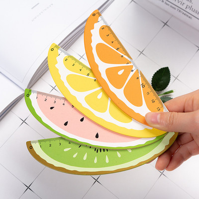 1Pcs Kawaii Дървена линийка с плодове Сладък 15 см Измерване на прави линийки Инструмент за рисуване Рекламни канцеларски материали Подарък Ученически пособия