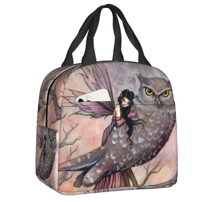 Witch Way Halloween Witch and Black Cat Fantasy Art Insulated Lunch Bag Women αδιάβροχο Molly Harrison Cooler Thermal Lunch Box