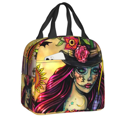 Witch Way Halloween Witch and Black Cat Fantasy Art Insulated Lunch Bag Women αδιάβροχο Molly Harrison Cooler Thermal Lunch Box