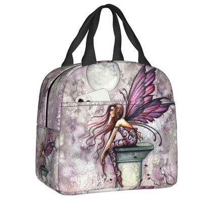 Witch Way Halloween Witch and Black Cat Fantasy Art Insulated Lunch Bag Women αδιάβροχο Molly Harrison Cooler Thermal Lunch Box