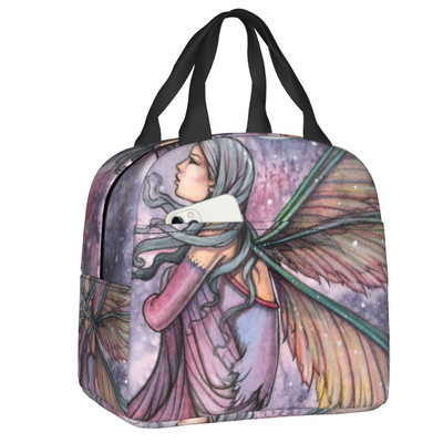 Witch Way Halloween Witch and Black Cat Fantasy Art Insulated Lunch Bag Women αδιάβροχο Molly Harrison Cooler Thermal Lunch Box