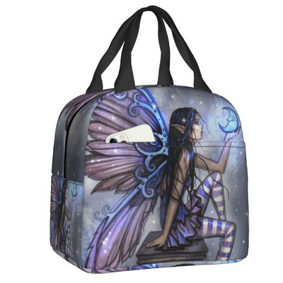 Witch Way Halloween Witch and Black Cat Fantasy Art Insulated Lunch Bag Women αδιάβροχο Molly Harrison Cooler Thermal Lunch Box