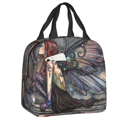 Witch Way Halloween Witch and Black Cat Fantasy Art Insulated Lunch Bag Women αδιάβροχο Molly Harrison Cooler Thermal Lunch Box