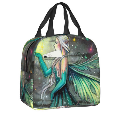 Witch Way Halloween Witch and Black Cat Fantasy Art Insulated Lunch Bag Women αδιάβροχο Molly Harrison Cooler Thermal Lunch Box