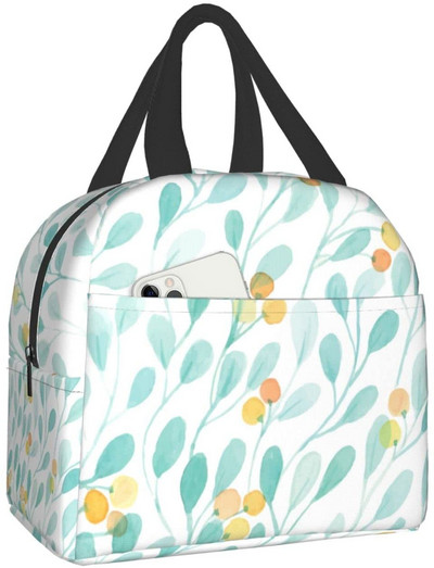 Priešpiečių krepšys Spalvingas gėlėmis izoliuotas priešpiečių dėžutės užšaldomas aušintuvas terminis vandeniui atsparus pietų krepšys, skirtas kelionėms darbo žygiams pėsčiomis