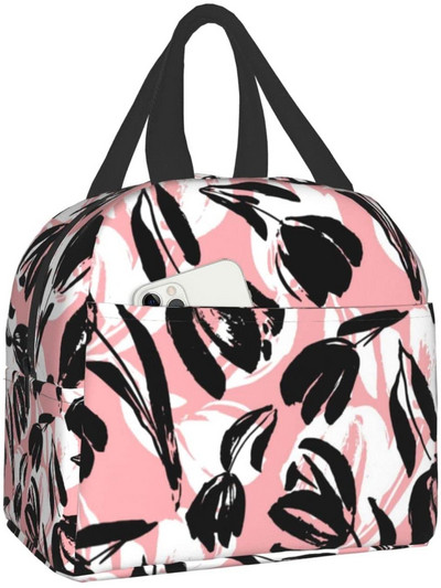 Priešpiečių krepšys Spalvingas gėlėmis izoliuotas priešpiečių dėžutės užšaldomas aušintuvas terminis vandeniui atsparus pietų krepšys, skirtas kelionėms darbo žygiams pėsčiomis