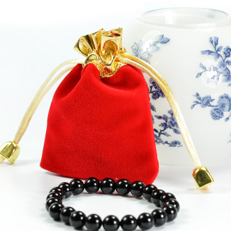 12 kom. Visokokvalitetna flis pozlaćena crvena torbica s uzicom Vrećica za pakiranje Držač nakita Vrećica za božićni/vjenčani dar
