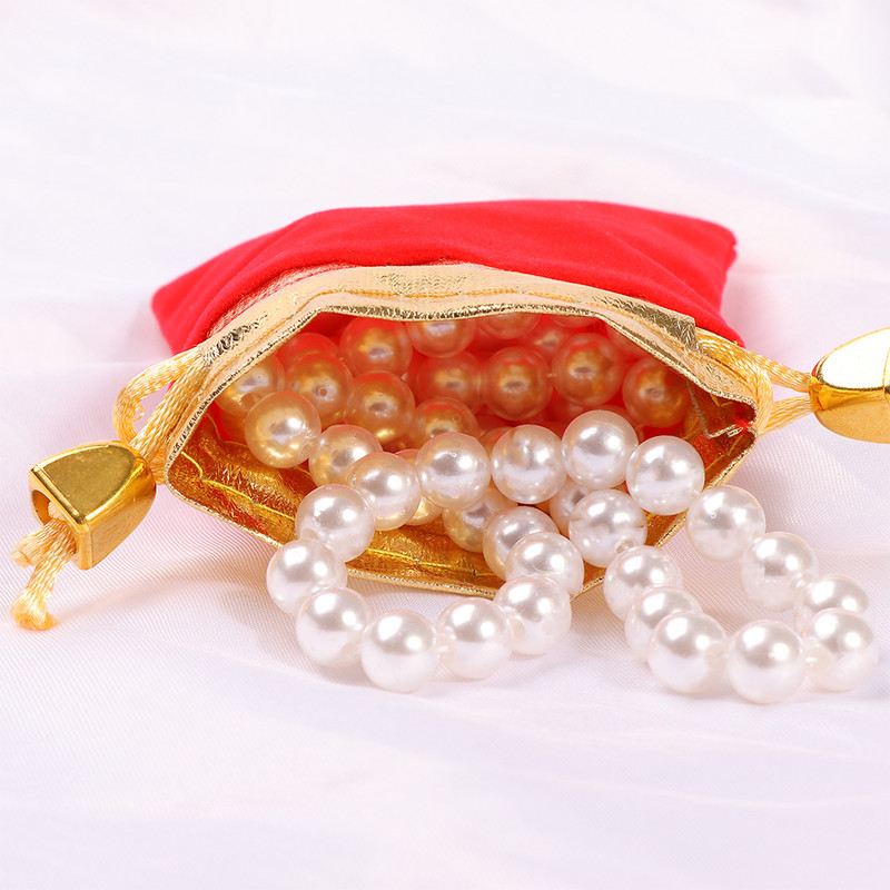 12 kom. Visokokvalitetna flis pozlaćena crvena torbica s uzicom Vrećica za pakiranje Držač nakita Vrećica za božićni/vjenčani dar