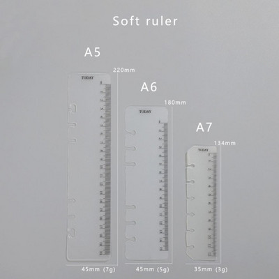 JIANWU A5/A6/A7 mīksto lineālu saistvielu piederumi, vaļēju lapu caurspīdīgu lineālu mērinstrumenti Kawaii kancelejas piederumi skolas piederumiem
