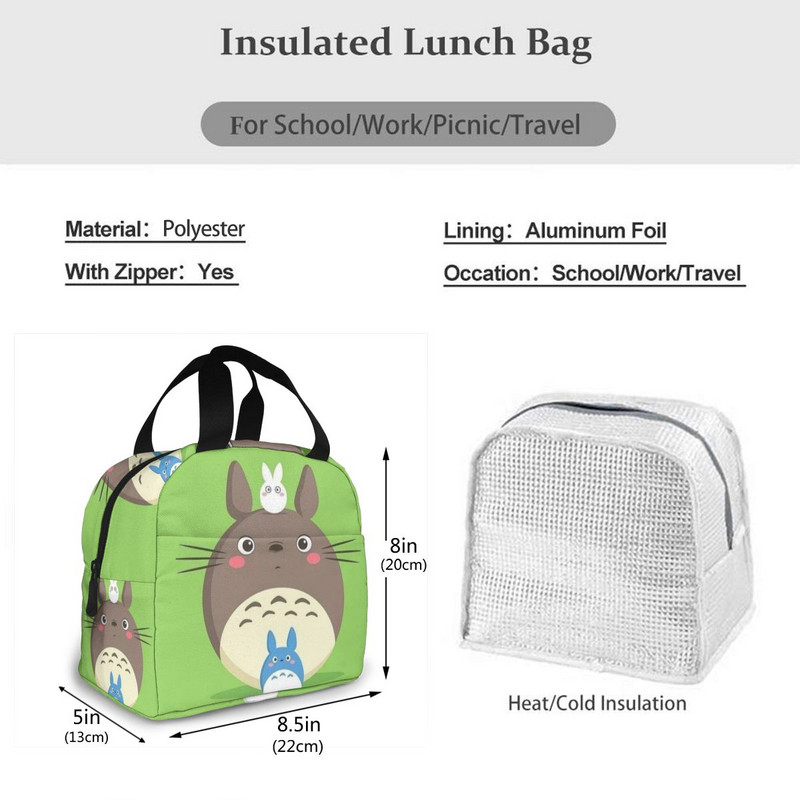 torba za ručak za žene smiješni crtani dječje bento rashladne torbe Totoro plišana toplinska kutija za doručak prijenosna piknik putovanja