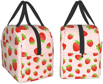 Сладка ягодова чанта за обяд Контейнери за обяд Термос за топла храна Кутия за обяд за тийнейджърки Училище Работа Пътуване Пикник Бенто чанти