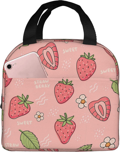 Mielas braškių pietų maišelis priešpiečių indeliai Termosas karštam maistui Pietų dėžutė paauglėms Mergaitėms Mokykla Darbo Kelionės Piknikas Bento Krepšiai