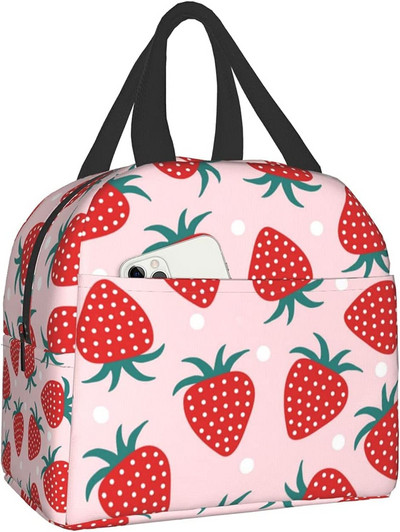 Mielas braškių pietų maišelis priešpiečių indeliai Termosas karštam maistui Pietų dėžutė paauglėms Mergaitėms Mokykla Darbo Kelionės Piknikas Bento Krepšiai