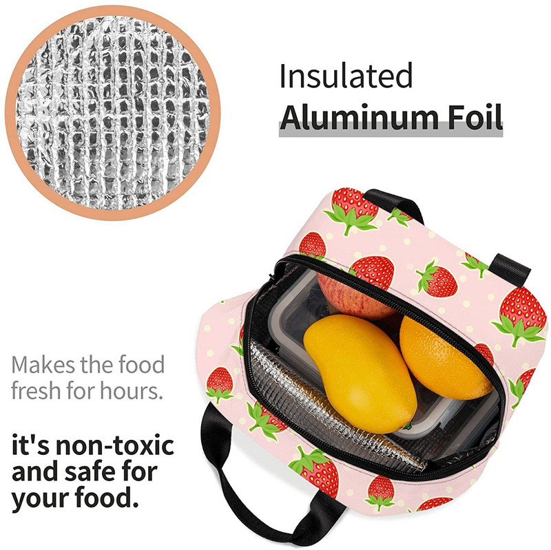 Mielas braškių pietų maišelis priešpiečių indeliai Termosas karštam maistui Pietų dėžutė paauglėms Mergaitėms Mokykla Darbo Kelionės Piknikas Bento Krepšiai