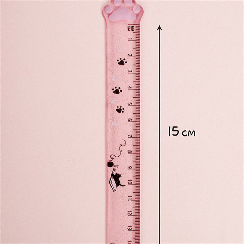 1 τμχ Χάρακας Cat Paw 15cm Διάφανοι χάρακες Ζωγραφική Εργαλεία μέτρησης Kawaii Γραφική ύλη Παιδικά Δώρα Επαίνους Μαθητικά Σχολικά