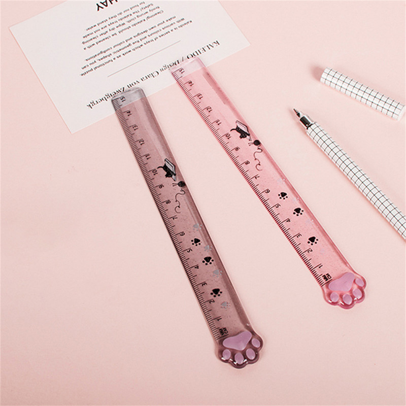 1 τμχ Χάρακας Cat Paw 15cm Διάφανοι χάρακες Ζωγραφική Εργαλεία μέτρησης Kawaii Γραφική ύλη Παιδικά Δώρα Επαίνους Μαθητικά Σχολικά