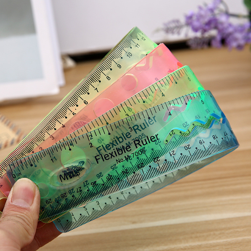 Nemokamas pristatymas studentų lanksti liniuotė, colių ir metrinė, 30 cm / 12 colių, 15 cm / 6 colių, skaidrios spalvos