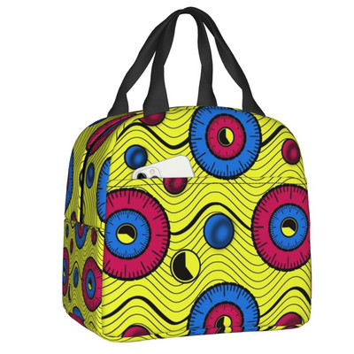 Afrički Ankara printovi Izolirana torba za ručak Geometrijska etnička umjetnost Prijenosni toplinski hladnjak Kutija za ručak za djecu Djeca školarci