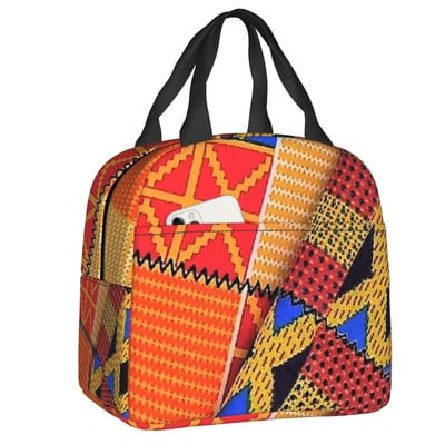 Afrički Ankara printovi Izolirana torba za ručak Geometrijska etnička umjetnost Prijenosni toplinski hladnjak Kutija za ručak za djecu Djeca školarci