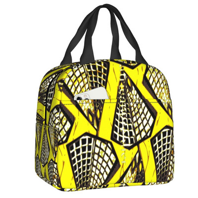 Afrički Ankara printovi Izolirana torba za ručak Geometrijska etnička umjetnost Prijenosni toplinski hladnjak Kutija za ručak za djecu Djeca školarci