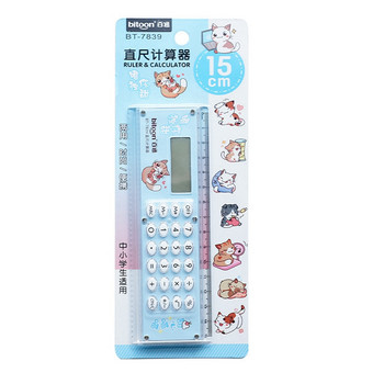 Корейска индивидуалност Творческа сладка сгъваема лента с двойно предназначение Компютърна линийка 15 см Консумативи за малък бизнес Мини калкулатор