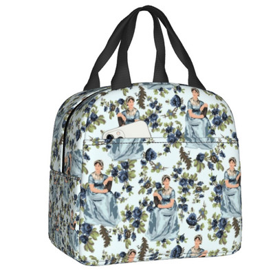 „Pride and Prejudice“ nešiojamos priešpiečių dėžutės moterims Neperšlampamos Jane Austen literatūrinės citatos terminis aušintuvas su maistu izoliuotas pietų krepšys