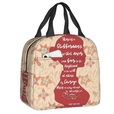 „Pride and Prejudice“ nešiojamos priešpiečių dėžutės moterims Neperšlampamos Jane Austen literatūrinės citatos terminis aušintuvas su maistu izoliuotas pietų krepšys