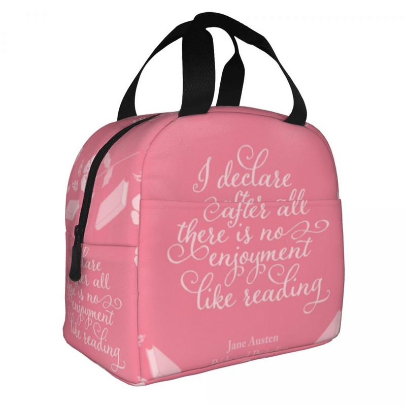 „Pride and Prejudice“ nešiojamos priešpiečių dėžutės moterims Neperšlampamos Jane Austen literatūrinės citatos terminis aušintuvas su maistu izoliuotas pietų krepšys