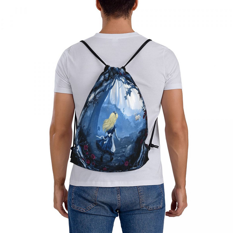 Follow The Rabbit 2 Savelkamās aukliņas Somas Mugursomas Kurpju Soma Kawaii Bag plecu soma Savelkamās aukliņas maisiņš