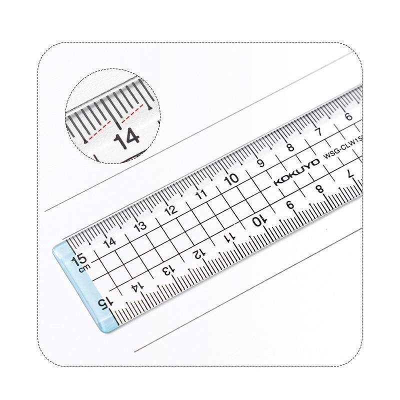 Pravítko Kokuyo Campus 15 cm, obojstranné, priehľadné akrylové, rovné pravítko, kancelárske školské potreby F7272