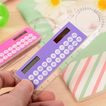 Hot Sale Mini Ultra-thin Straight Ruler with Solar Calculator Μεγεθυντικός υπολογιστής Πολυλειτουργικός υπολογιστής 10cm Σχολικά είδη γραφείου