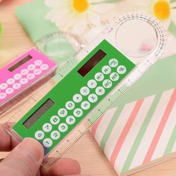 Hot Sale Mini Ultra-thin Straight Ruler with Solar Calculator Μεγεθυντικός υπολογιστής Πολυλειτουργικός υπολογιστής 10cm Σχολικά είδη γραφείου