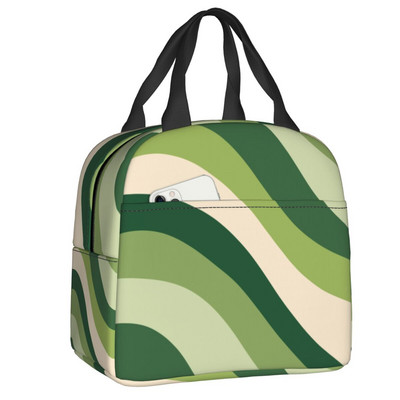 Skystas sūkurinis retro abstrakčių geometrinių spaudinių pietų krepšys aušintuvas termiškai izoliuota pietų dėžutė moterims, vaikams stovyklavimo iškylai maisto maišeliai