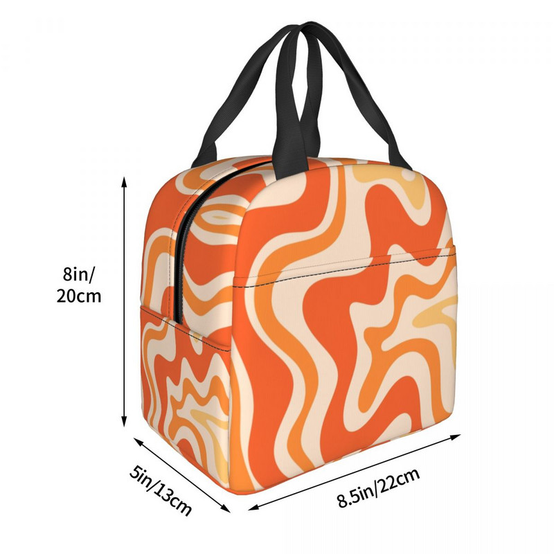 Skystas sūkurinis retro abstrakčių geometrinių spaudinių pietų krepšys aušintuvas termiškai izoliuota pietų dėžutė moterims, vaikams stovyklavimo iškylai maisto maišeliai