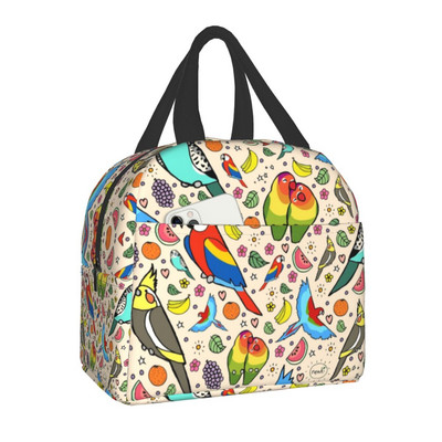 Cute Bird Portable Lunch Box Multifunction Parrot Lovebird Cooler Thermal Food Insolated τσάντα γεύματος για γυναίκες για πικνίκ γραφείου
