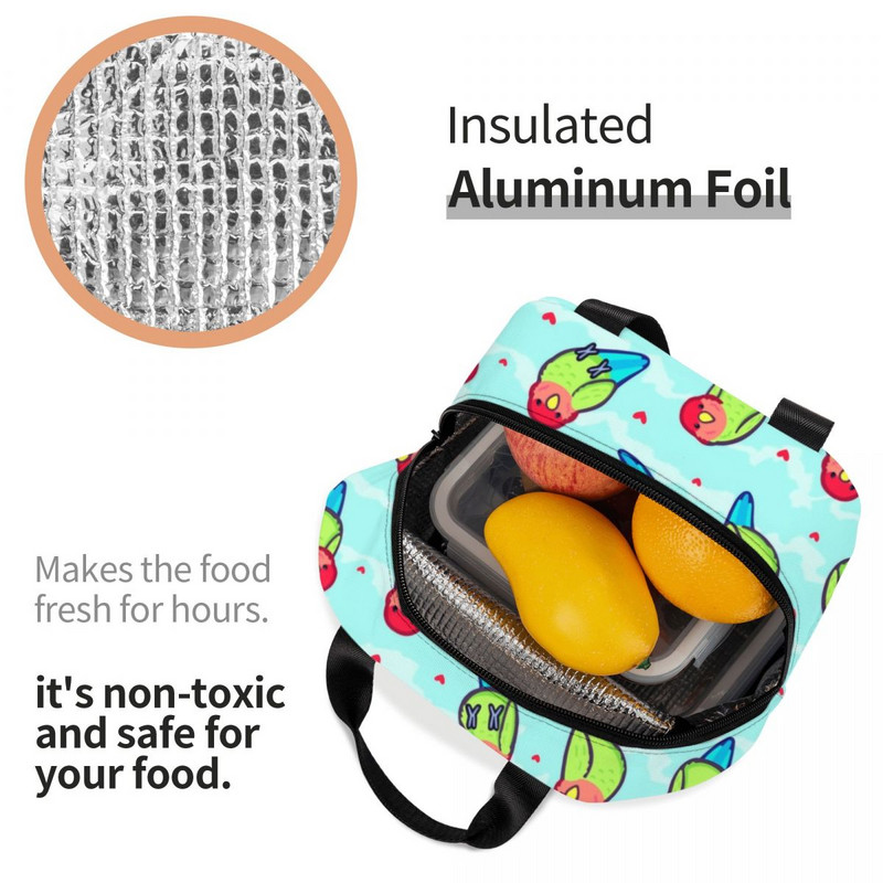 Cute Bird Portable Lunch Box Multifunction Parrot Lovebird Cooler Thermal Food Insolated τσάντα γεύματος για γυναίκες για πικνίκ γραφείου