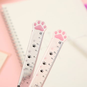 15cm Cute Paw Ruler Cartoon Kitties Ακρυλικό Πλαστικό ίσιο Κανόνας μέτρησης Σελιδοδείκτης Χαρτικά Σχολικά είδη γραφείου A7001