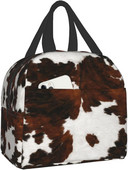 Goveđa koža Tan tekstura Farma Smeđa Highland krava Print Izolirana torba za ručak za višekratnu upotrebu Kutija za hlađenje Spremnik Ured Plaža Putovanja