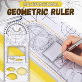 Riglă geometrică multifuncțională pentru elevi, șablon de desen geometric, instrument de măsurare pentru rigle de desenat, rechizite de birou pentru școală