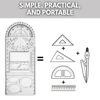 Ученическа многофункционална геометрична линийка Шаблон за геометричен чертеж Измервателен инструмент за рисуване на линийки Училищни офис консумативи