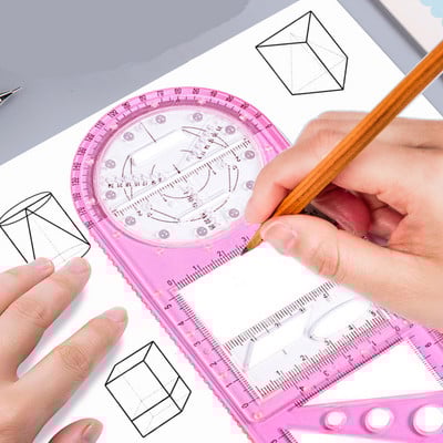 30 cm daugiafunkcinė geometrinė liniuotė Geometrinio piešimo šablono matavimo įrankis mokyklinėms biuro reikmenims Mokinių piešimo įrankiai